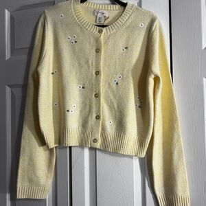 Jessica Simpson Yellow Floral Embroidered Cardigan